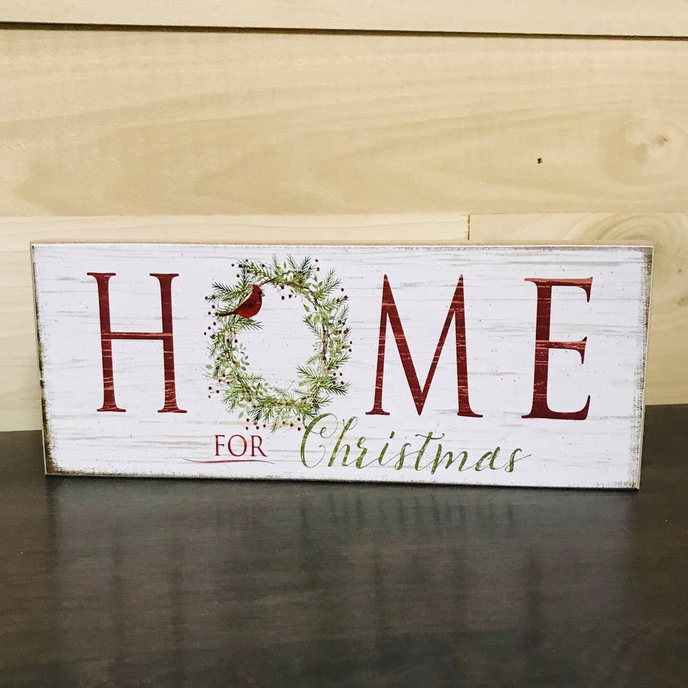 Home for Christmas Wood Block Decor Holiday Sign