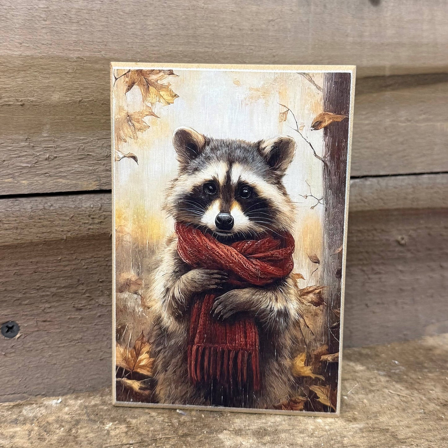HMK1495B FALL RACCOON 4X6 BLOCK