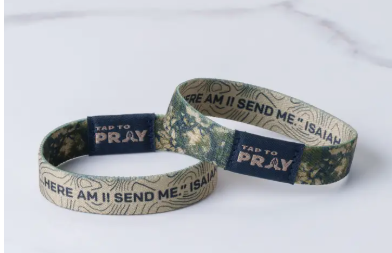 Tap To Pray™ Wristbands - Valor Camo & Isaiah 6:8 Large
