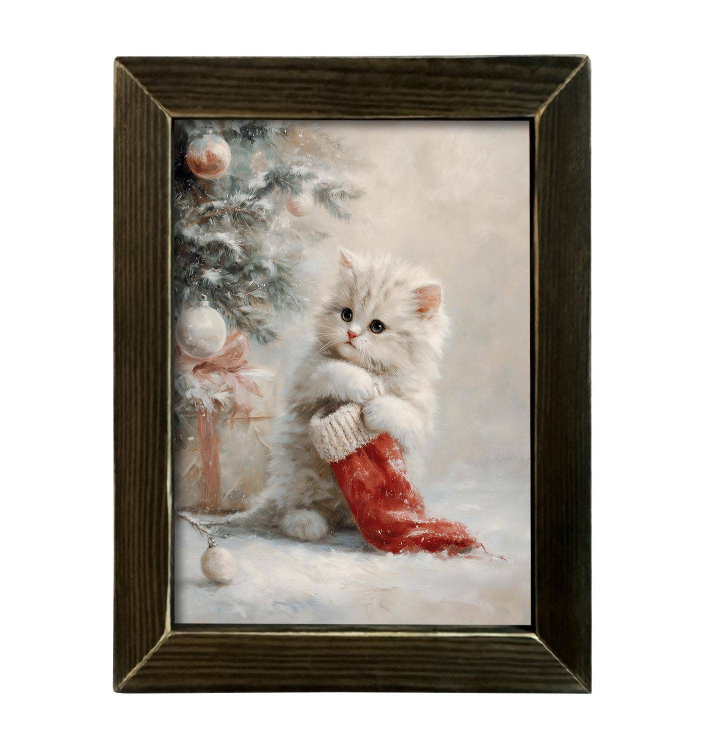 HMK1705L WHITE CHRISTMAS KITTEN: Brown