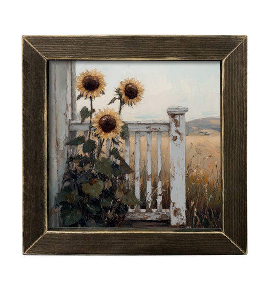 HMK1165L Sunflowers by the Railing: Brown Picture