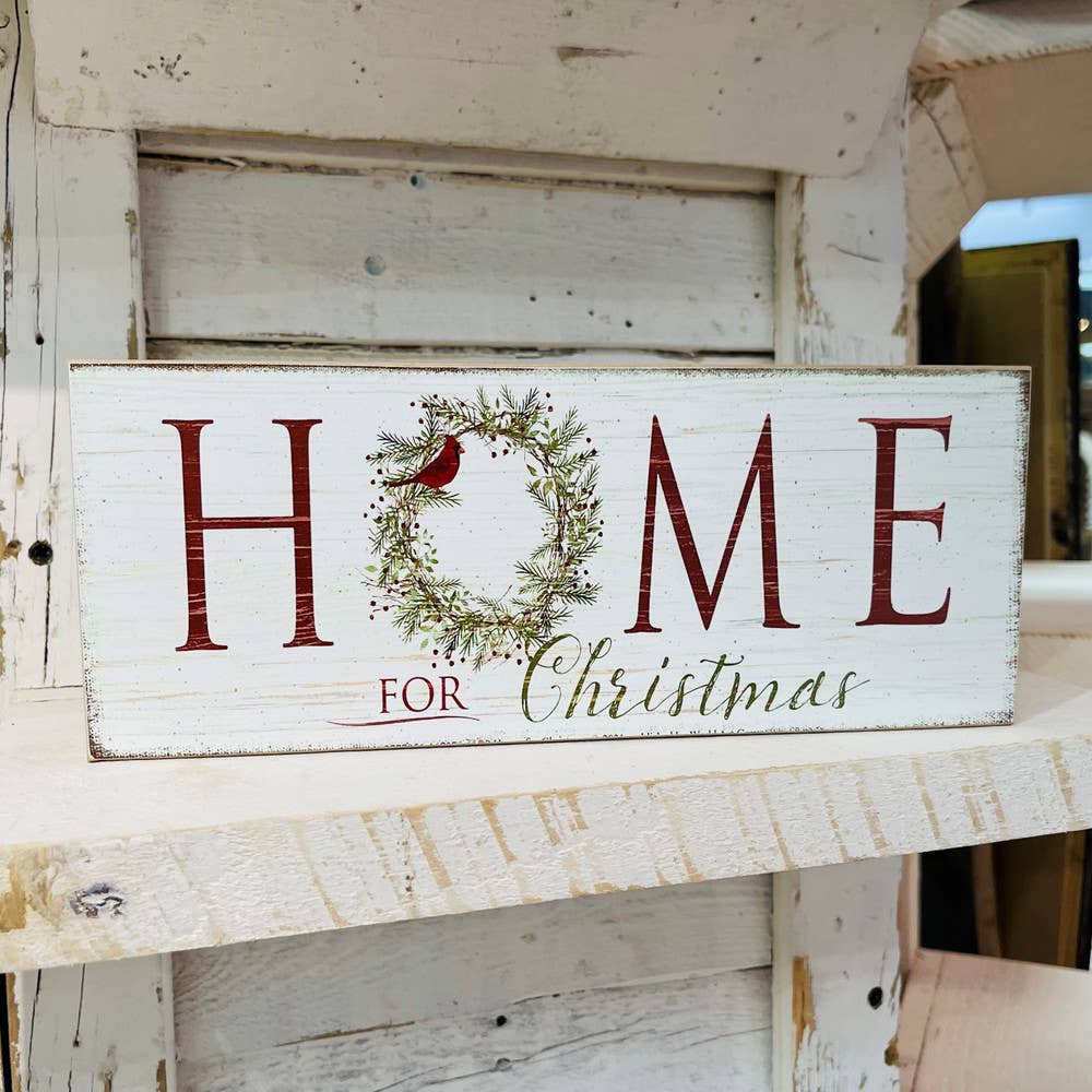 Home for Christmas Wood Block Decor Holiday Sign