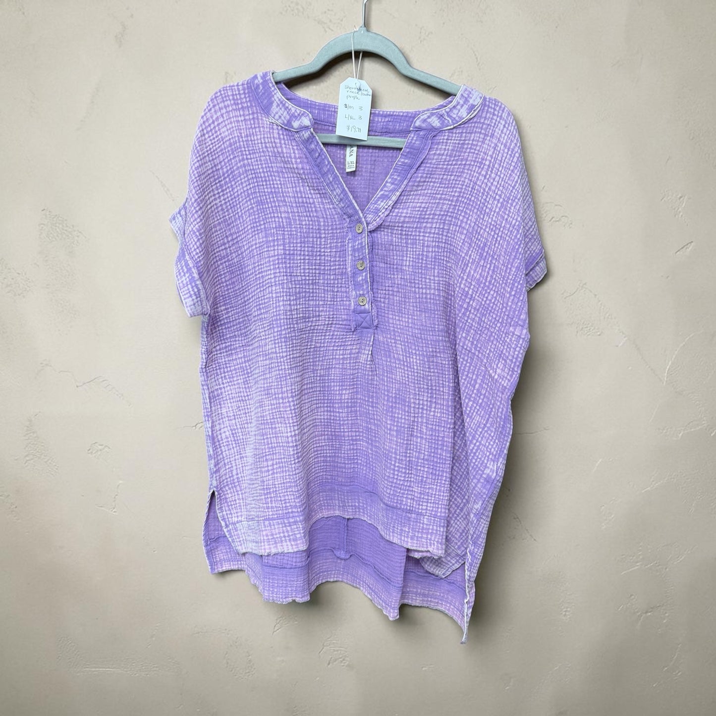 Zenana V Neck with buttons-purple