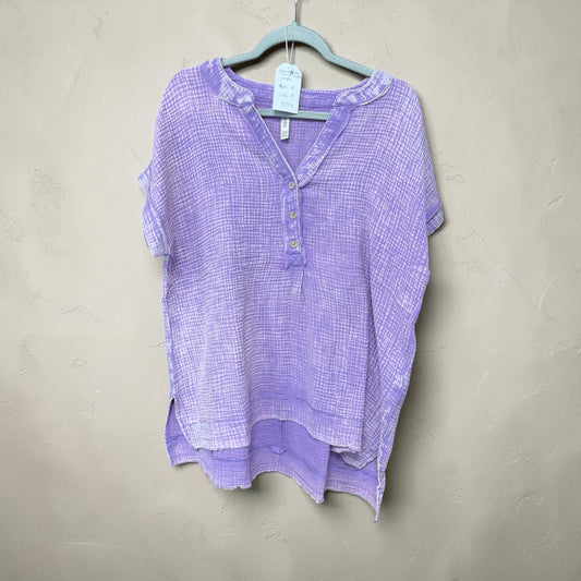 Zenana V Neck with buttons-purple