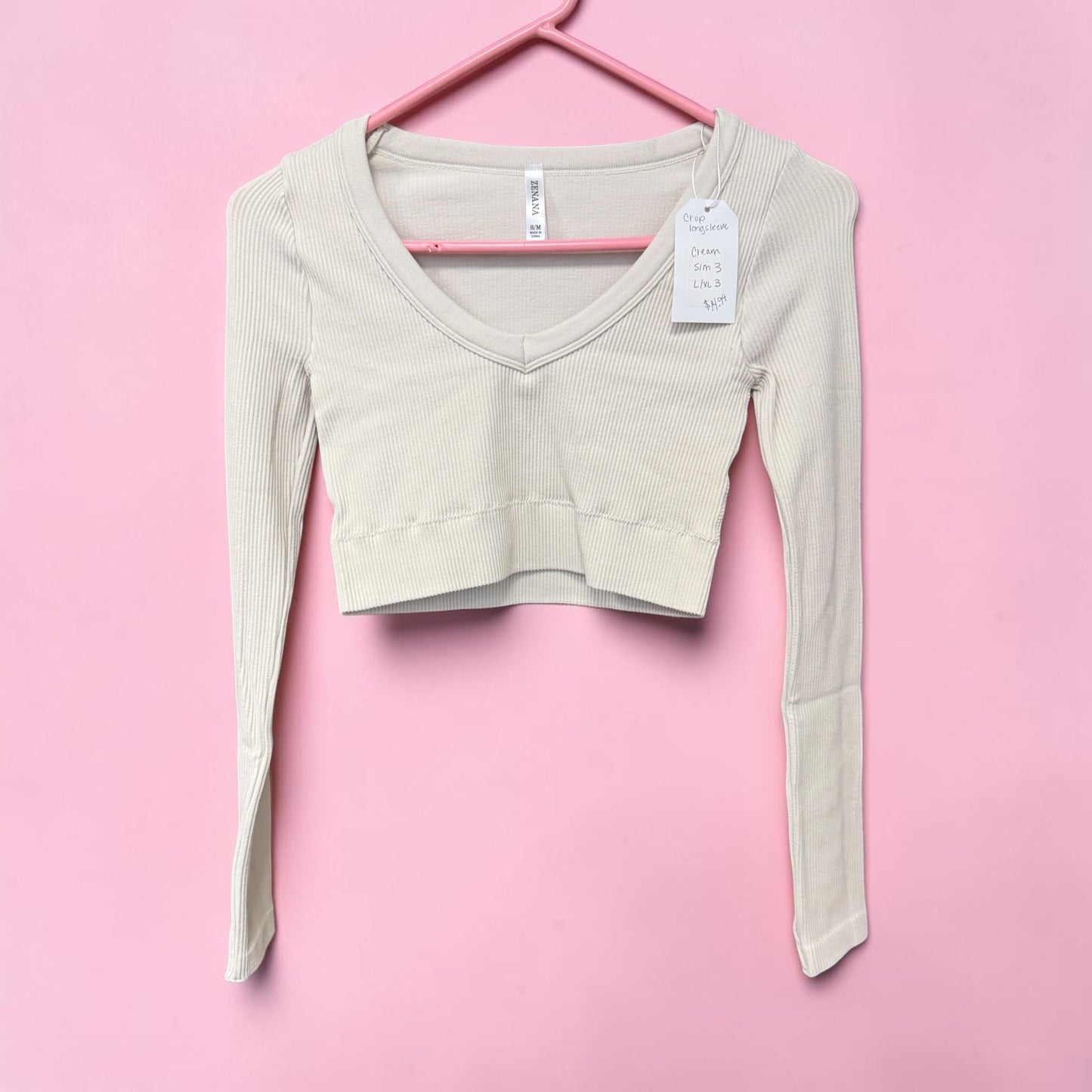 Zenana long sleeve crop white