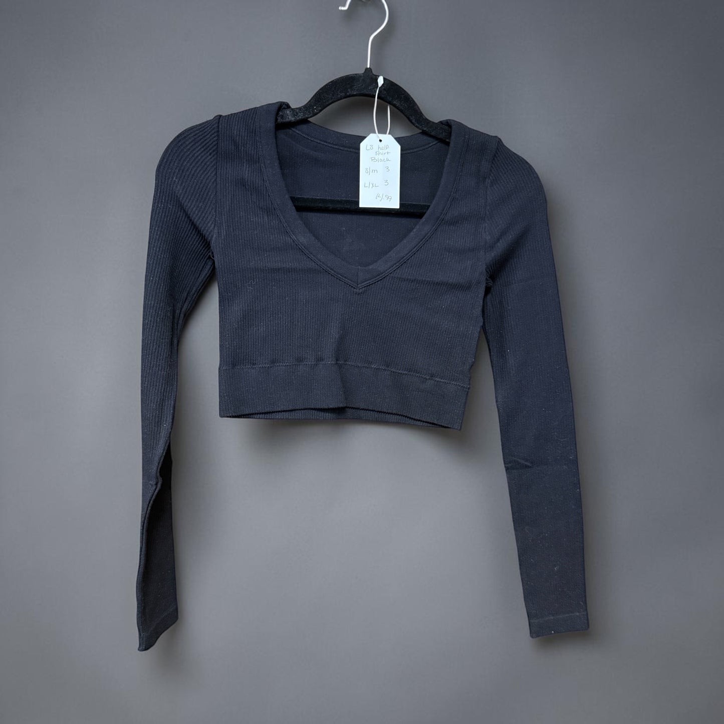 Zenana long sleeve crop black