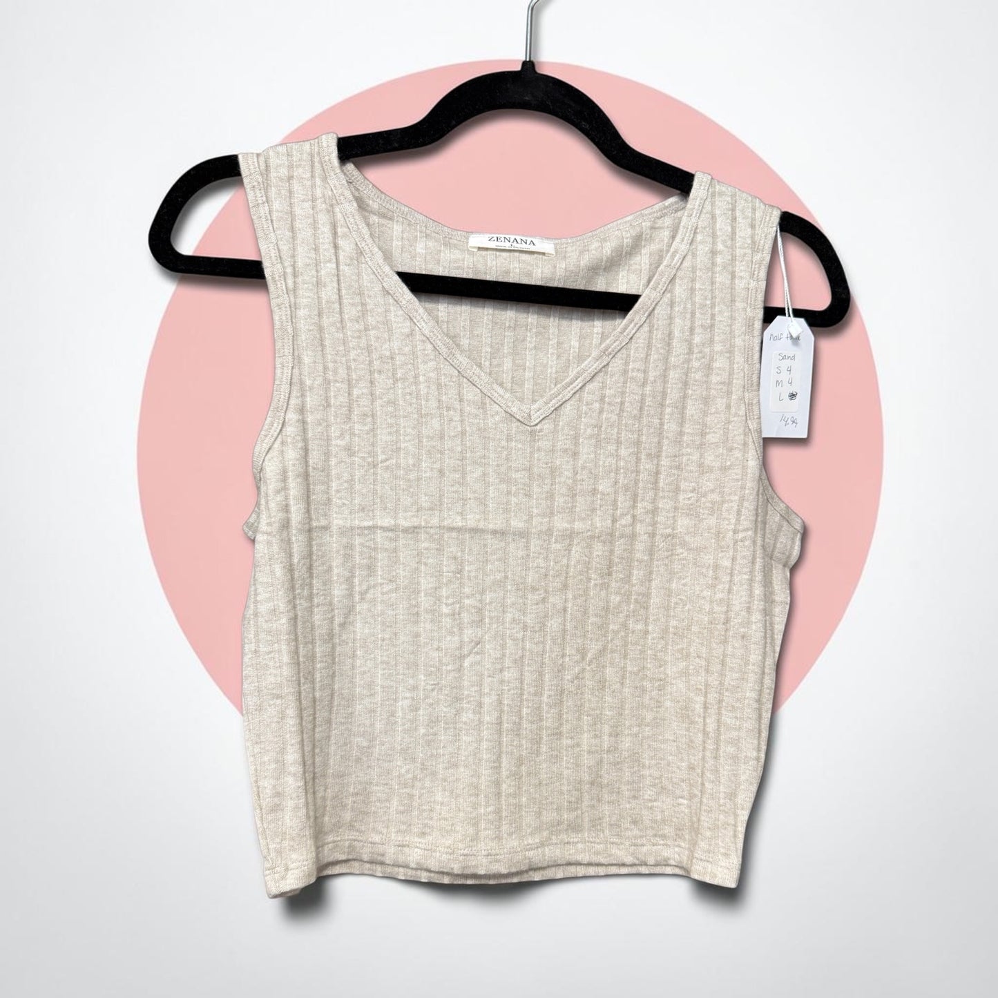 Zenana Ribbed Tank Sand