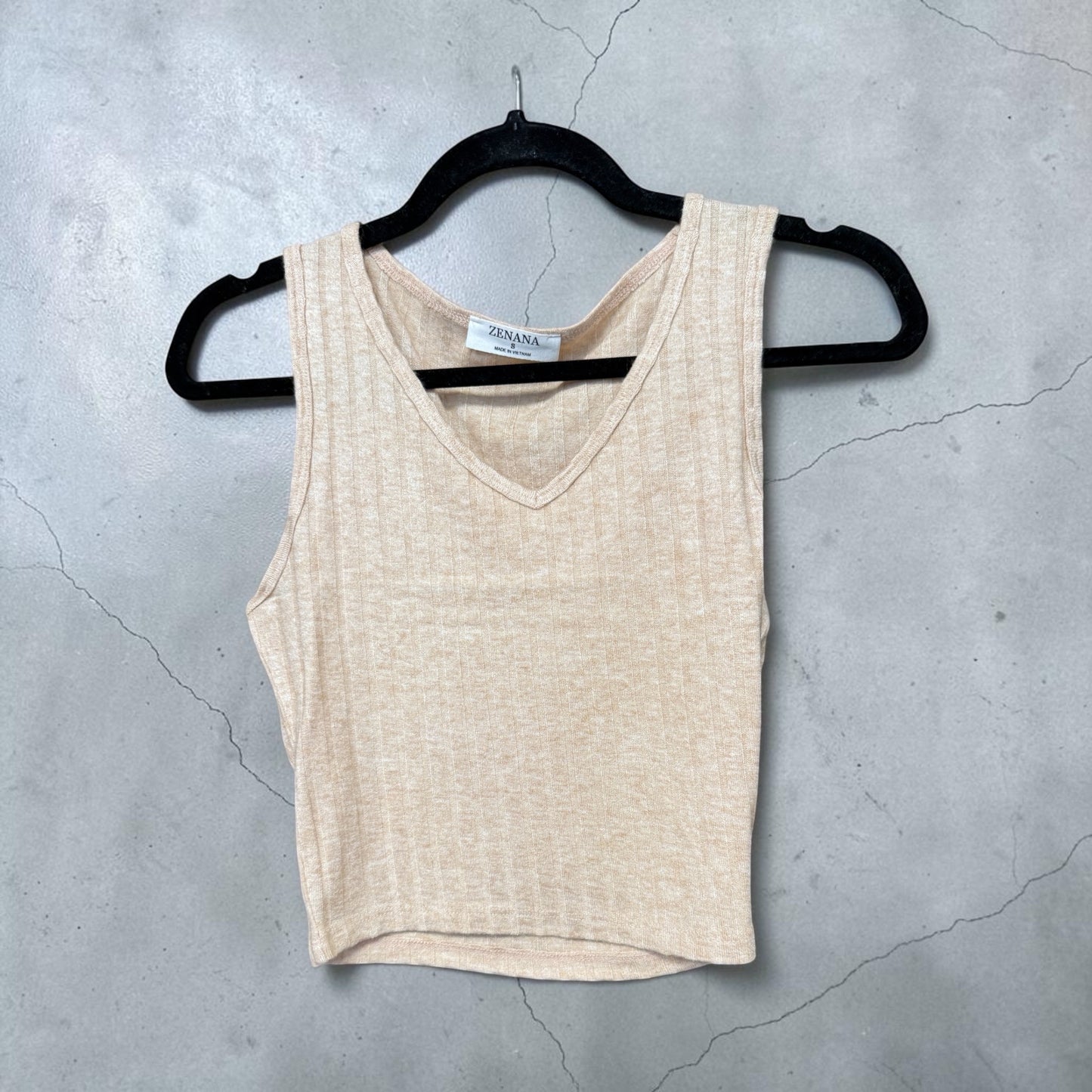 Zenana Ribbed Tank Sand beige