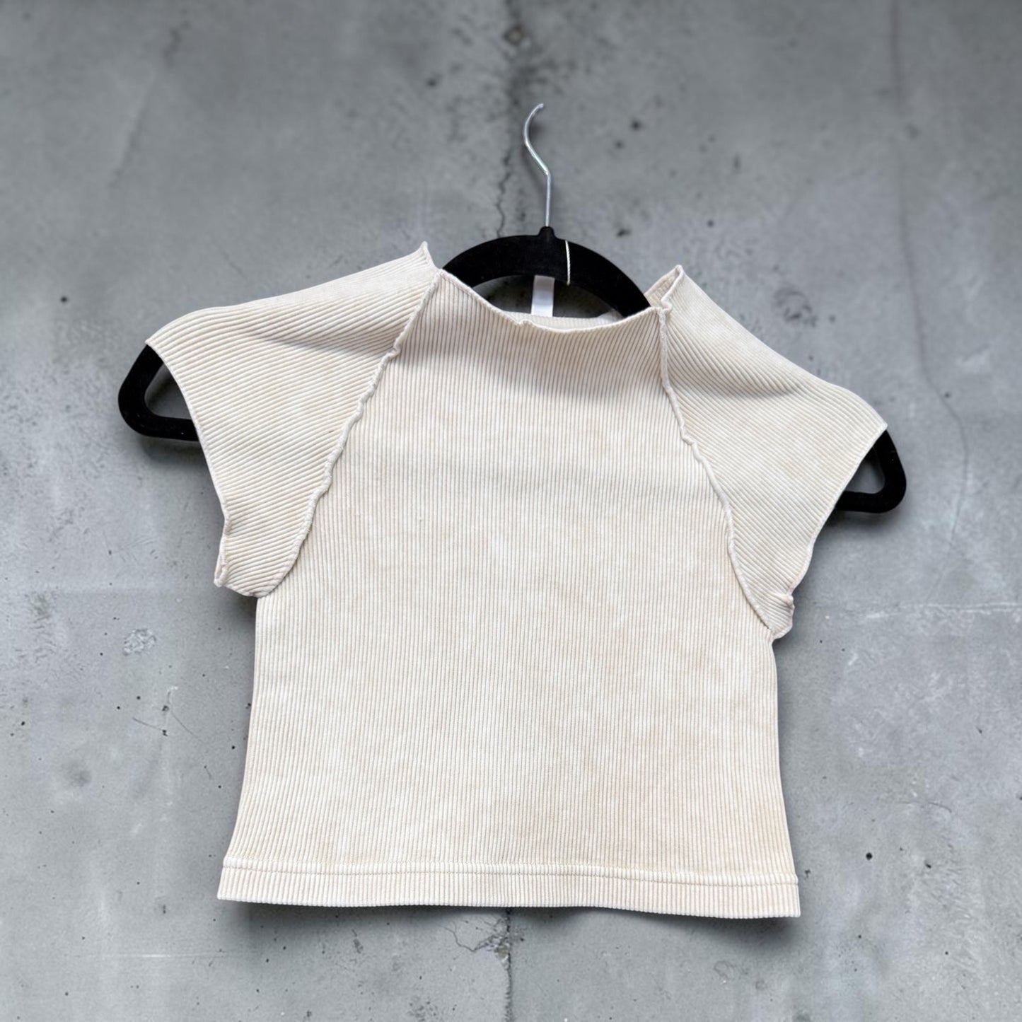 Zenana Fitted Ribbed Crop Sand