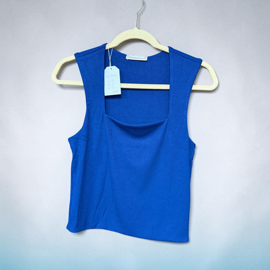 Zenana Square Neck Crop blue