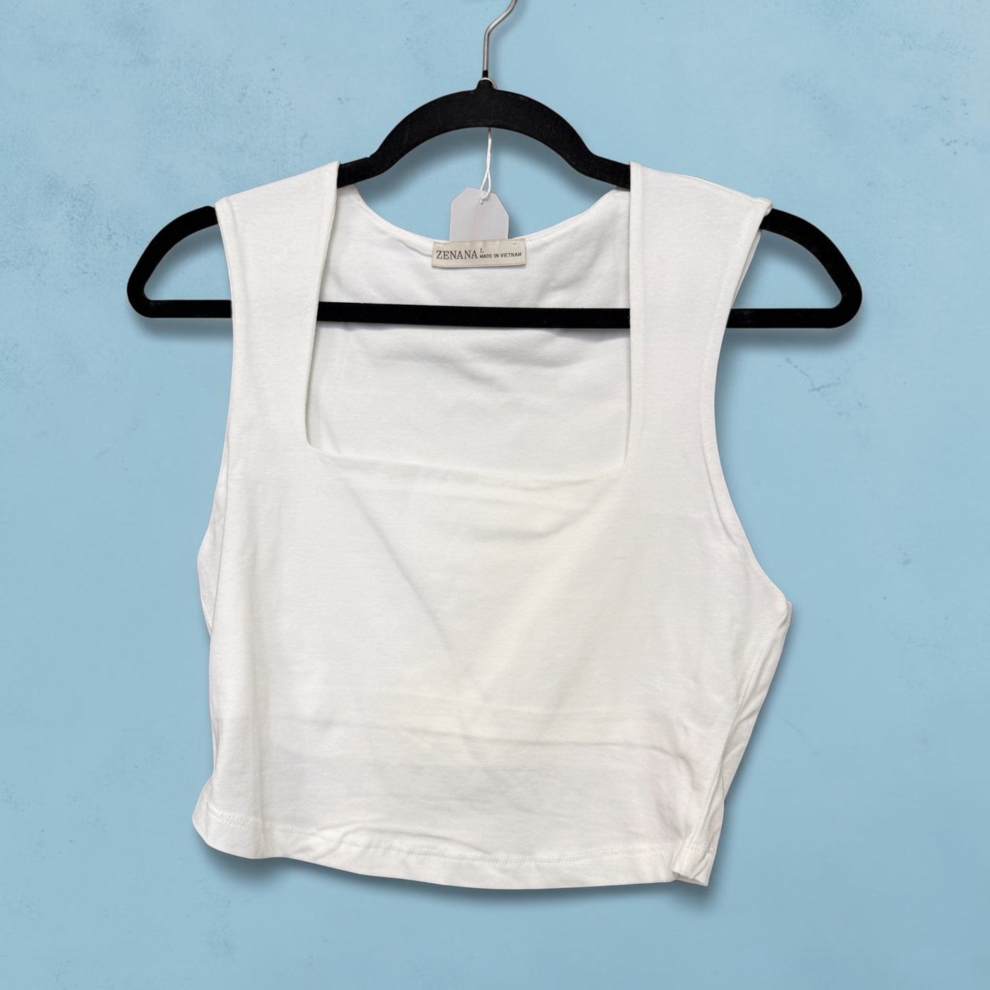 Zenana Square Neck Crop white