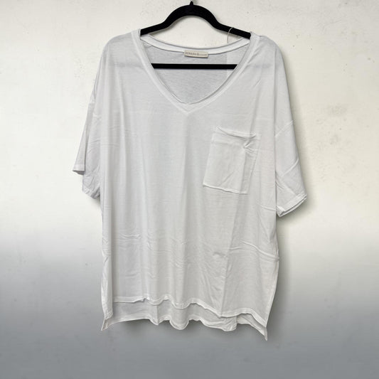 Zenana white v Neck Oversized T