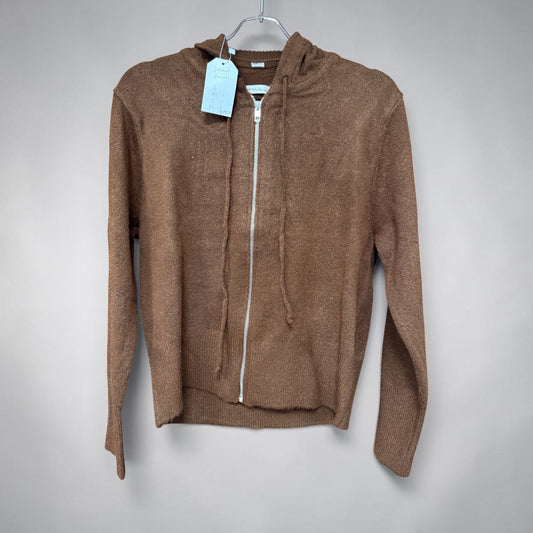 Zenana Brown zip up hooded jacket