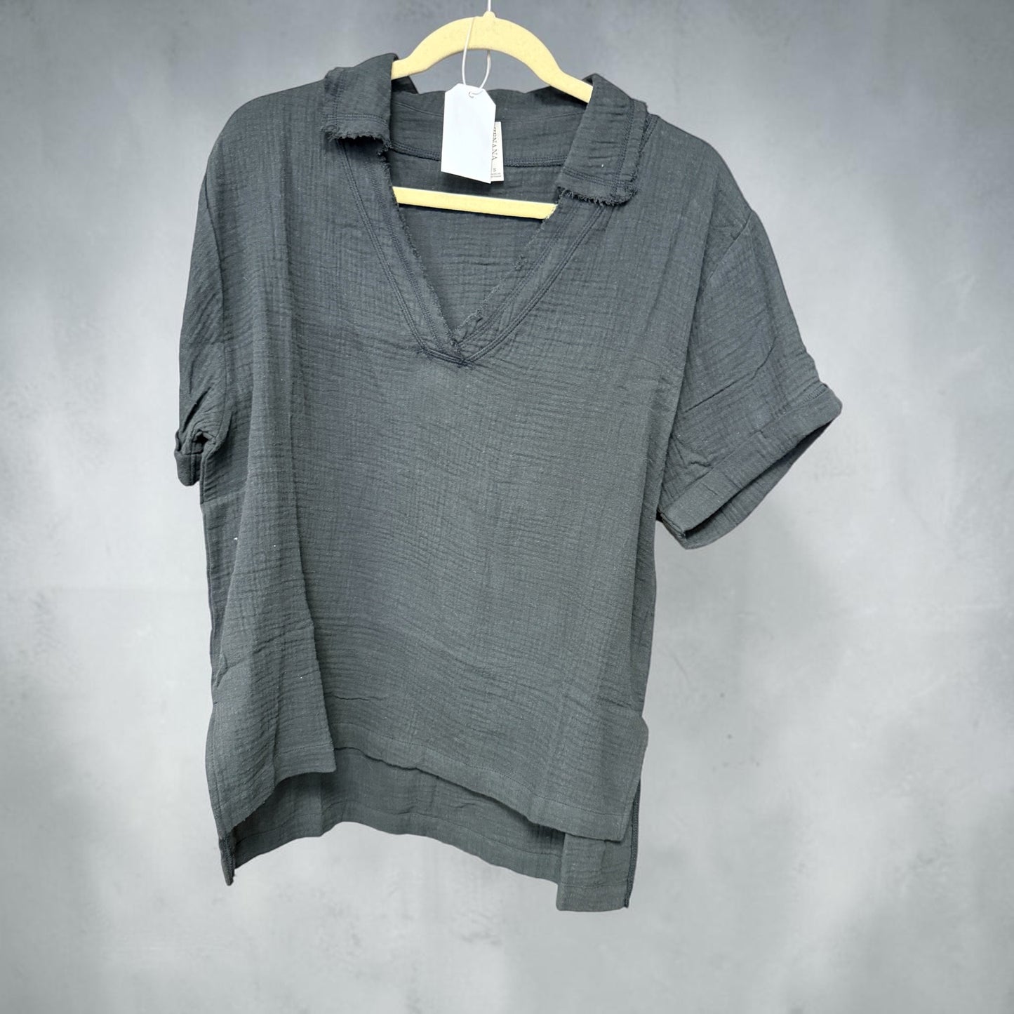 Zenana Black Collared Shirt