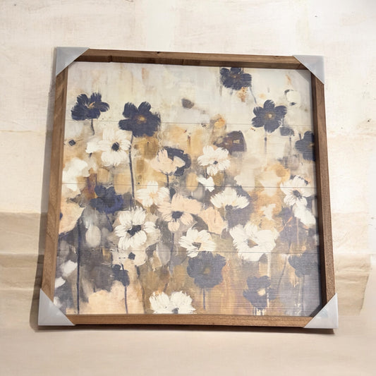 Abstracted Florals 2 Neutral By Nina Blue: 16 x 16 x 1.5