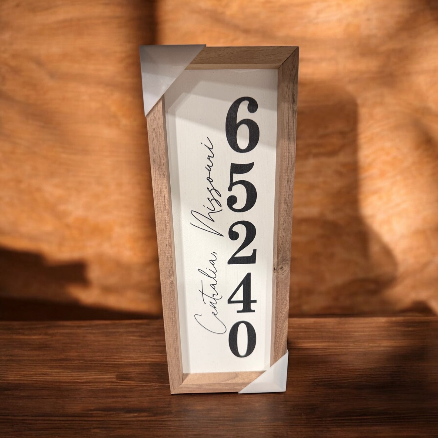 Personalized Zip City State Vertical White: 4 x 12 x 1.5
