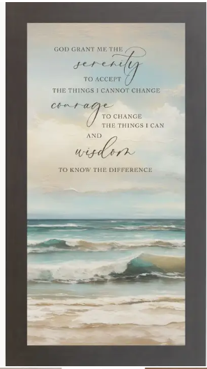 God Grant Me the Serenity Prayer Beach Ocean Lake Framed Art