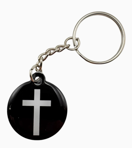 Tap To Pray™ - Prayer Tag Keychains Black Cross