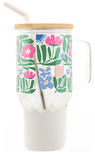 Adria Glass Tumbler with Handle-33 oz-white