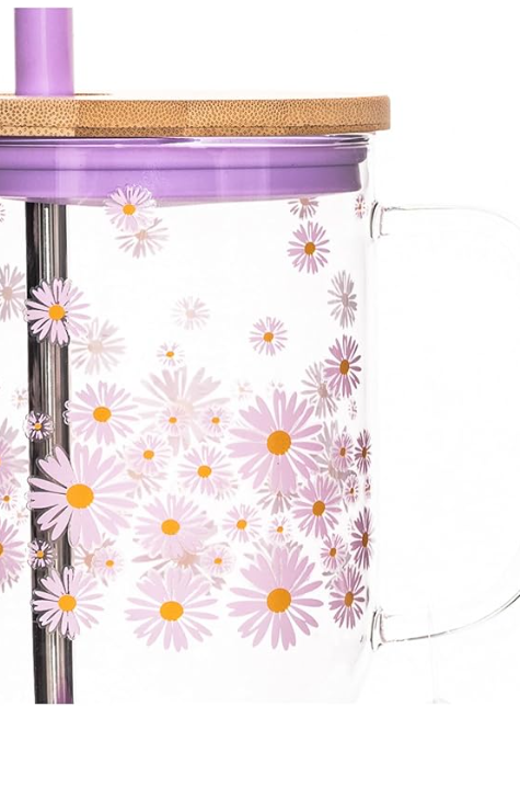Adria Glass Tumbler with Handle-33 oz-purple