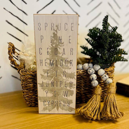 Christmas Tree Types Rustic Wood Block Farmhouse Decor Picture