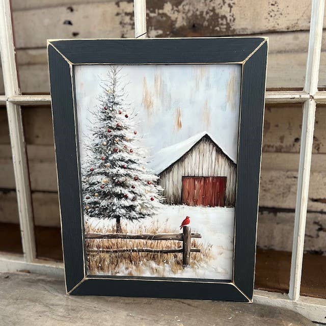 HMK366L Rustic Winter at the Barn: Black